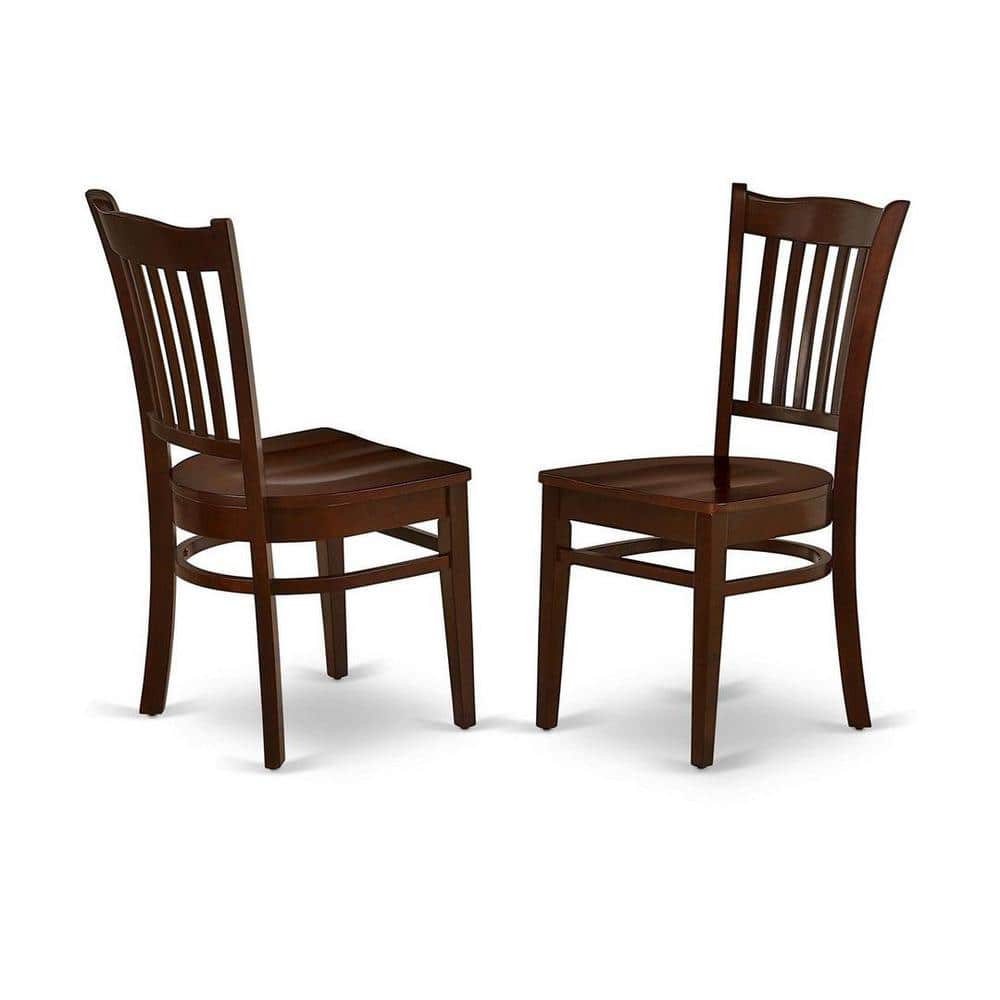 Mahogany 5-Piece Solid Wood Dining Set with Slat Back Chairs
