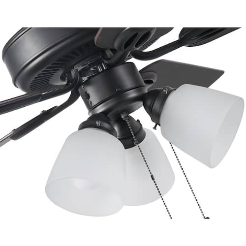 Castleton 52 in. Indoor LED Matte Black Ceiling Fan with Light Kit, Down Rod, Reversible Blades, and Reversible Motor Ceiling Fans