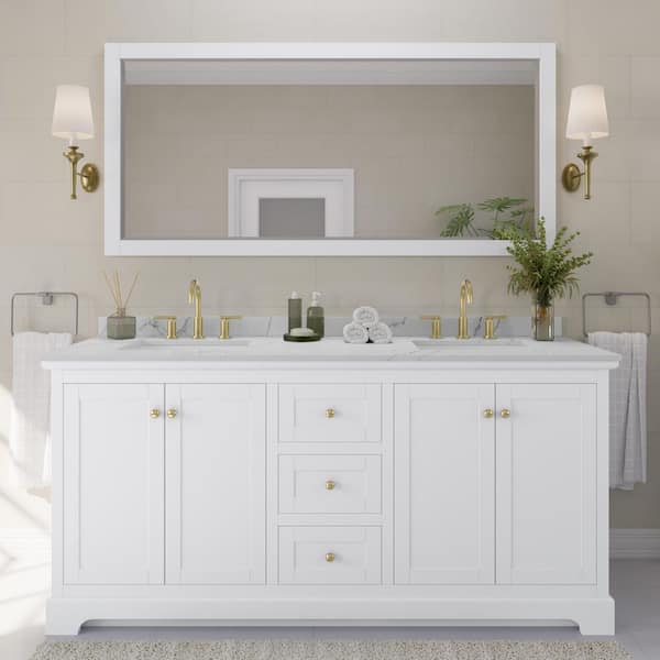 Avery 72 in. W x 22 in. D x 35 in. H Double Bath Vanity in White with Giotto Quartz Top