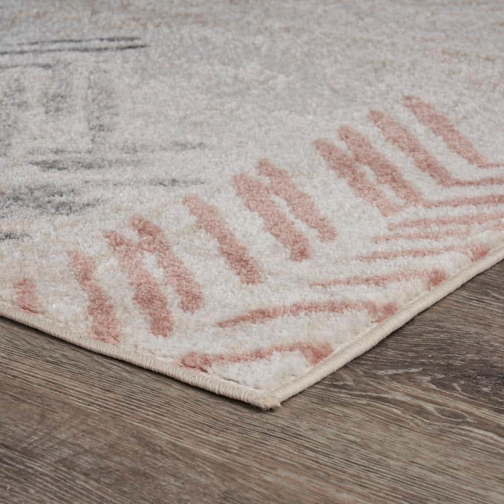 Ivory Multicolored Abstract Arrows Synthetic Area Rug