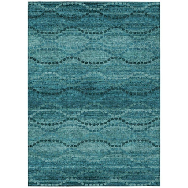 Chantille Machine Washable Indoor/Outdoor Abstract ACN2031 Turquoise 2 ft. 6 in. x 3 ft. 10 in. Area Rug