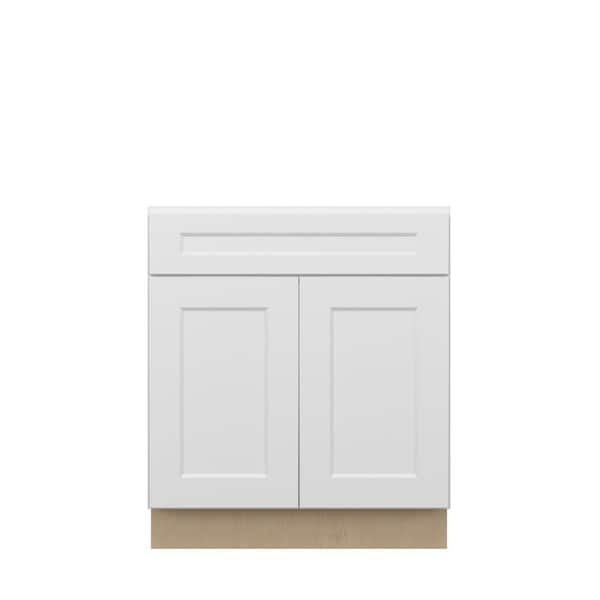 Norfolk Shaker 30 in. W x 34.5 in. H x 18 in. D in Painted White Plywood Assembled Bath Base Cabinet