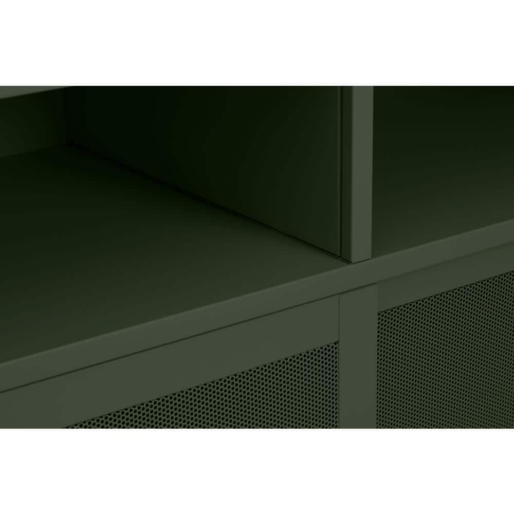 Olive Green Metal Mesh 71'' Cabinet with Shelves