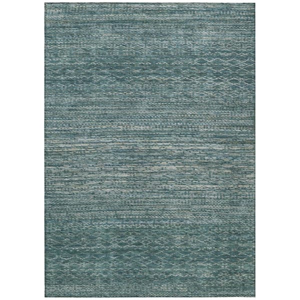 Chantille Machine Washable Indoor/Outdoor Abstract ACN2150 Teal 9 ft. x 12 ft. Area Rug