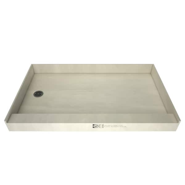 Tile Redi Redi Base 60 in. L x 42 in. W Alcove Single Threshold Shower Pan Base with Left Drain in Brushed Nickel