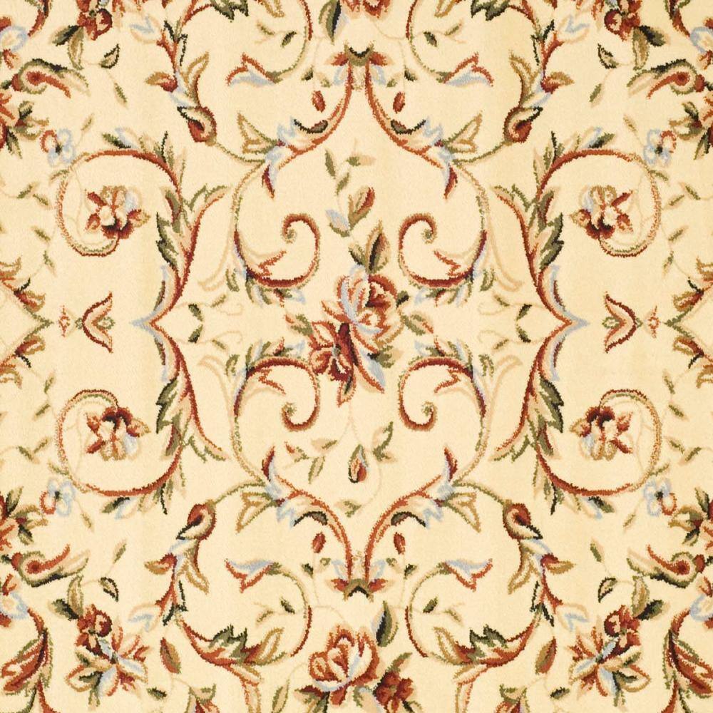 Ivory Floral Tufted Synthetic Square Area Rug