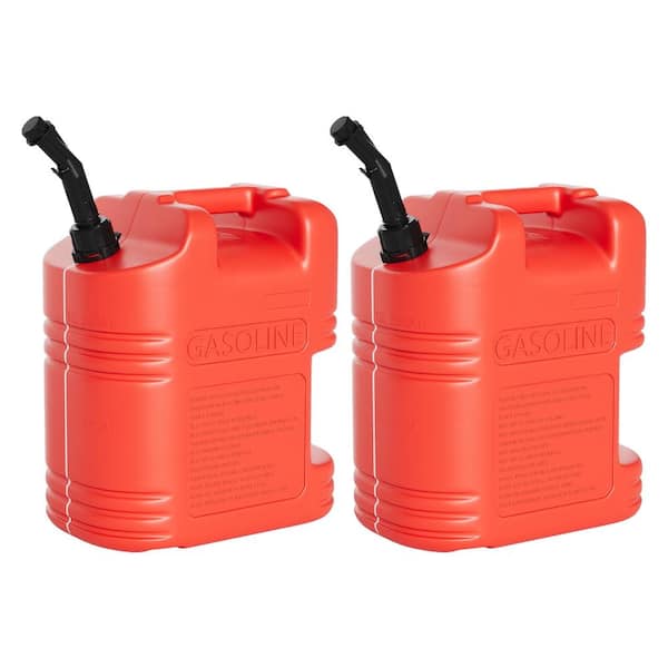 2-Pack 5 Gallon Heavy Duty Spill-Proof Liquid Storage Tank with Easy Pour Spout, Visible Fuel Level