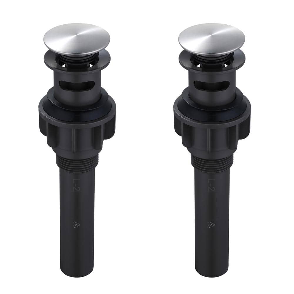 Brushed Nickel Bathroom Sink Drain Assembly with Overflow, 2-Pack