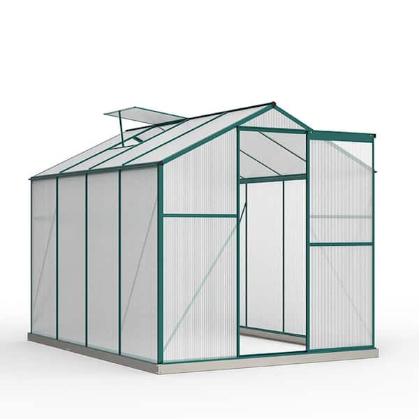 Wiilayok 8 ft. x 6 ft. x 6.8 ft. Outdoor Metal Frame Greenhouse with Adjustable Roof Vent and Rain Gutter for Plants