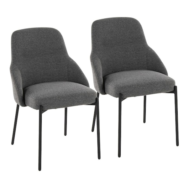 Lumisource York Dark Grey Fabric and Black Metal Upholstered Chair (Set of 2)