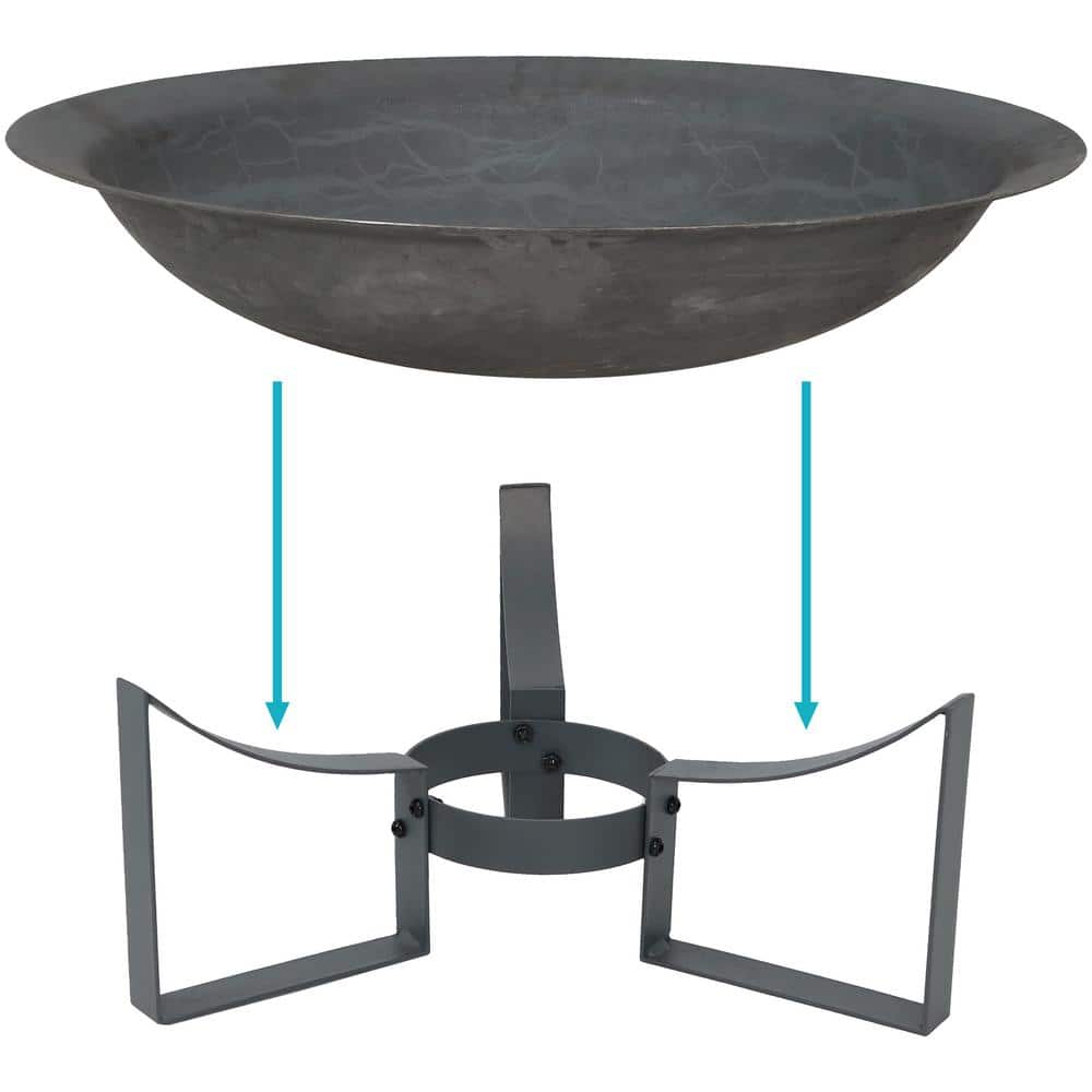 Gray Cast Iron 25" Free-Standing Wood Fire Pit with Stand