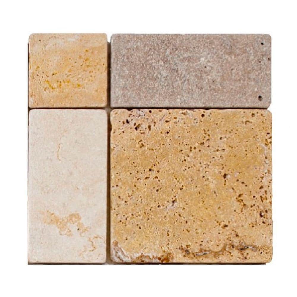 Take Home Tile Sample - Brick Medley Beige 4.5 in. x 4.5 in. Honed Travertine Mosaic price history on PriceWatchPro