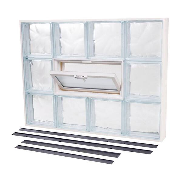 TAFCO WINDOWS NailUp2 54-7/8 in. x 19-7/8 in. x 3-1/4 in. Vented Wave Pattern Replacement Glass Block Window-DISCONTINUED