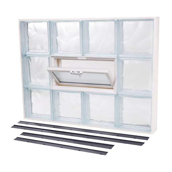 TAFCO WINDOWS 43.125 in. x 29.375 in. NailUp2 Vented Wave Pattern Glass Block Window