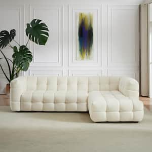 Myrline 72 in. Square Arm 2-Piece L Shaped Boucle Fabric Sectional Sofa in Cream White