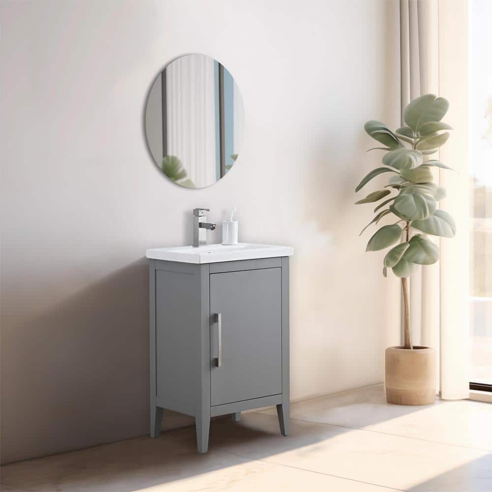 20'' Cashmere Gray Single Bathroom Vanity with Ceramic Top