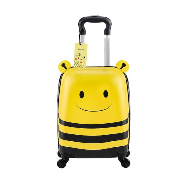 Kids Luggage Set, 5 Piece, 18 In. Hardside Rolling Wheels Suitcase with Backpack and U-shape Pillow, Bee Kids Carry on