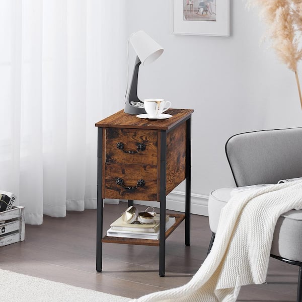 Narrow chairside discount table with drawers