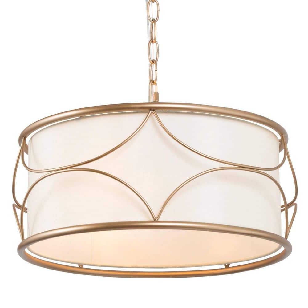 3-Light Gold Drum Chandelier with Fabric Shade price history on PriceWatchPro