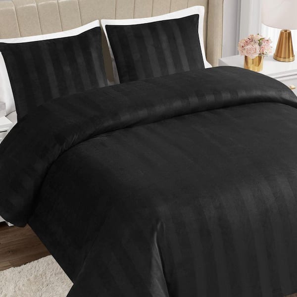 JUICY COUTURE Jenny Velour Striped Jacquard 3-Piece Black Striped