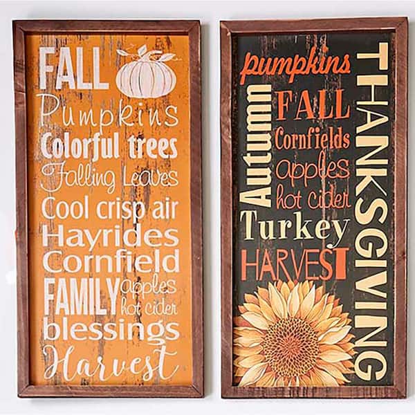 Worth Imports 19.5 in. x 10.5 in. Wood Autumn Sign/Tray (Set of 2)