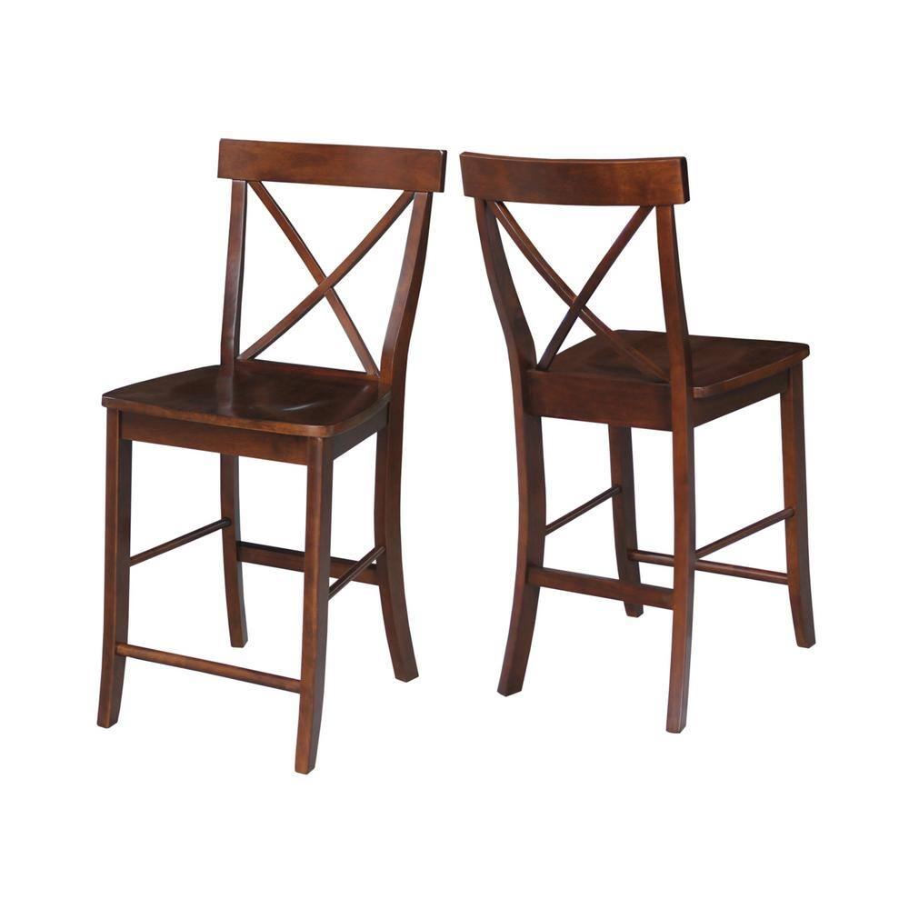 Espresso Parawood 24" Traditional X-Back Counter Stool