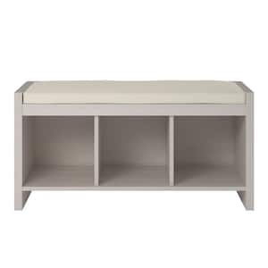 Pebblebrook 39.5 in. Ivory with Cushion Pine Entryway Storage Bench