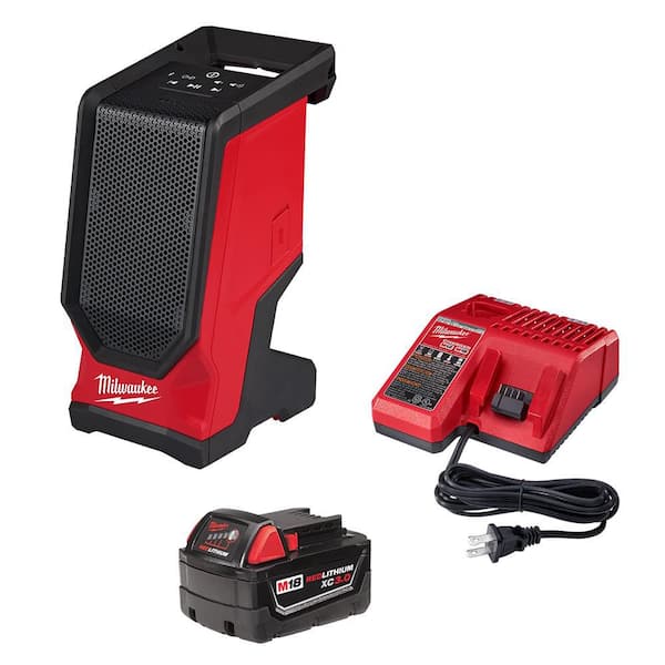 M18 18V Lithium-Ion Cordless Wireless Bluetooth Jobsite Speaker with 3.0 Ah Battery and Charger Starter Kit