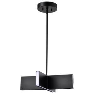 Blaine 18-Watt 1-Light Matte Black Integrated LED Pendant Light with White Acrylic Shade