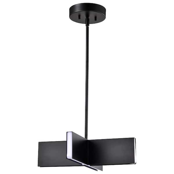 SATCO Blaine 18-Watt 1-Light Matte Black Integrated LED Pendant Light with White Acrylic Shade