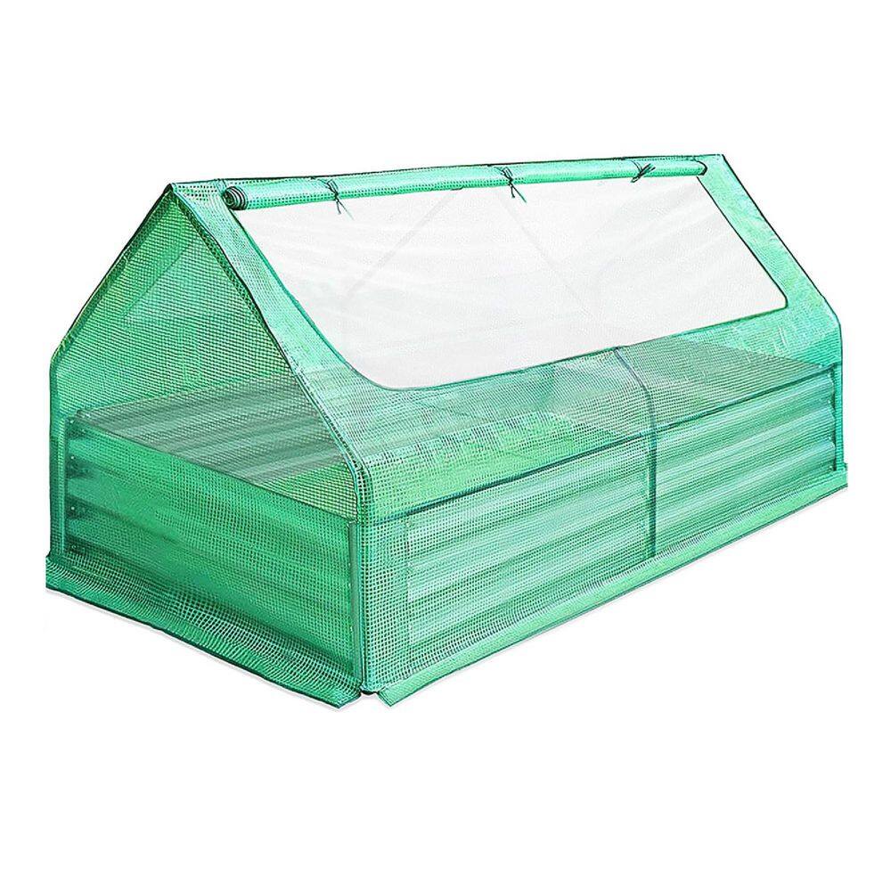 6 ft. x 3 ft. x 1 ft. Clear Metal Raised Garden Bed with Cover Outdoor Galv