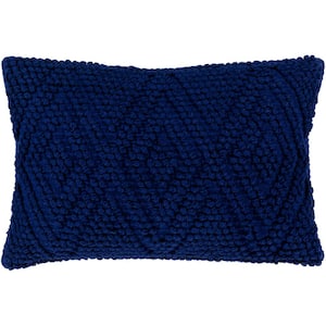 Arta 14 in. x 22 in. Navy Solid Textured Polyester Standard Throw Pillow