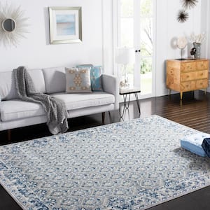 Brentwood Gray/Blue 8 ft. x 10 ft. Border Multi-Floral Geometric Area Rug