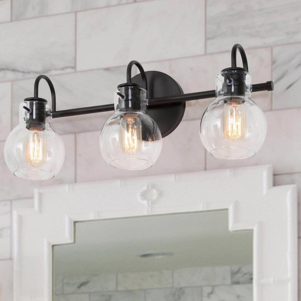 LNC Modern Industrial 22 in. 3-Light Black Bathroom Vanity Light Wall ...