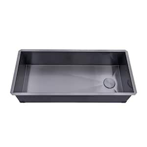 Kingsman 42 Inch Undermount Single Bowl Galaxy Black Matte Black Stainless Steel 16-Gauge Kitchen Sink