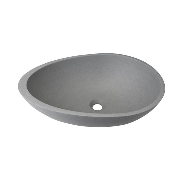 FAMYYT Cement Gray Concrete Novelty Egg Shape Vessel Sink with Customized Packaging