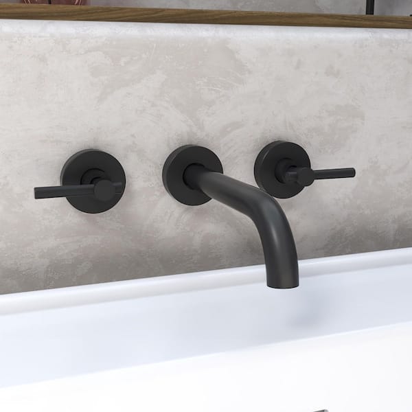 Nile Double-Handle Wall Mounted Roman Tub Faucet in Matte Black