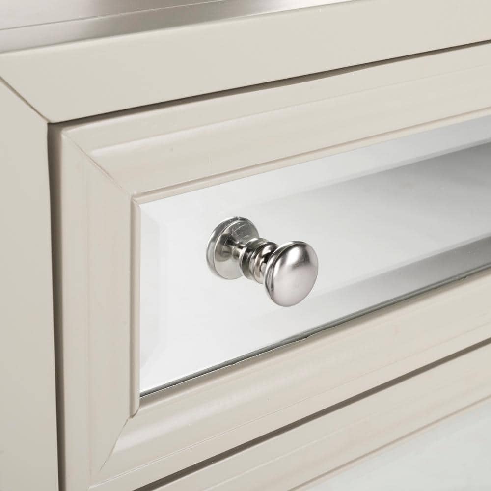 Gray Mirrored 3-Drawer Transitional Chest