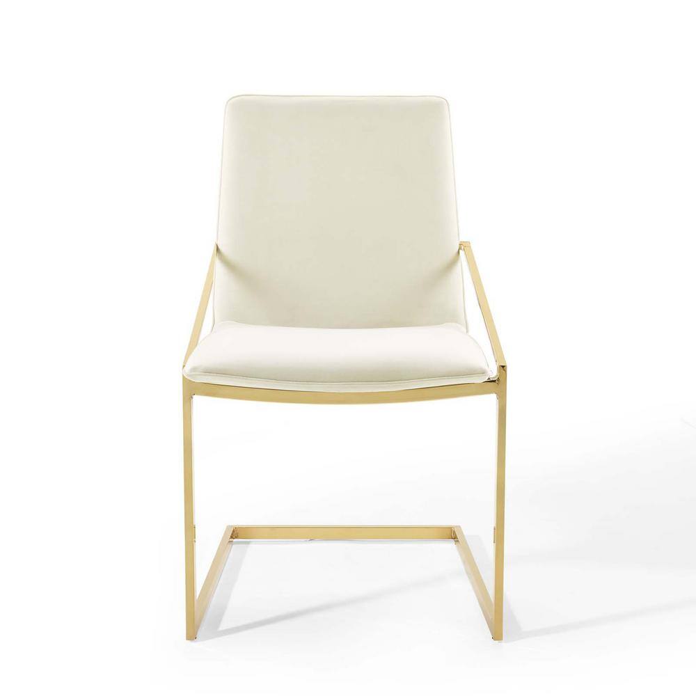 MODWAY Pitch Performance Velvet Dining Armchair in Gold Ivory EEI3799