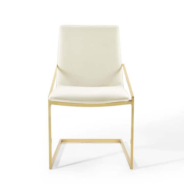 MODWAY Pitch Performance Velvet Dining Armchair in Gold Ivory