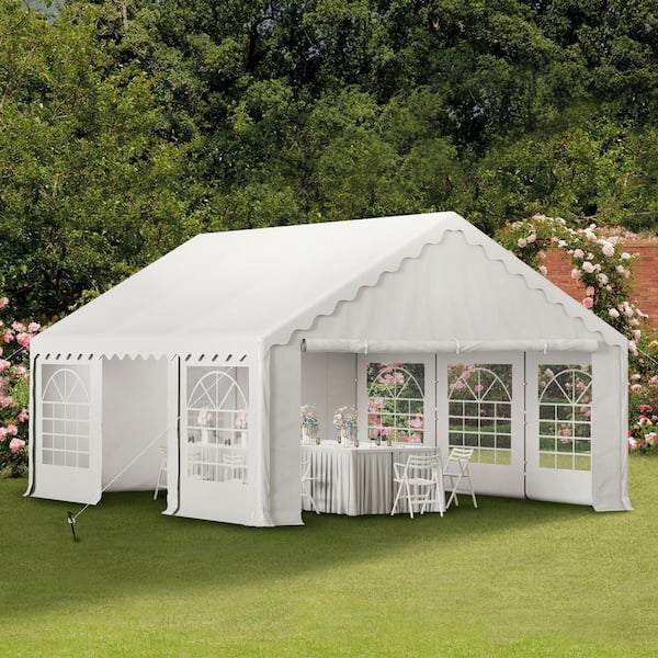 PHI VILLA 16 ft. x 20 ft. Outdoor Canopy Party Tent in White with Removable Side Walls