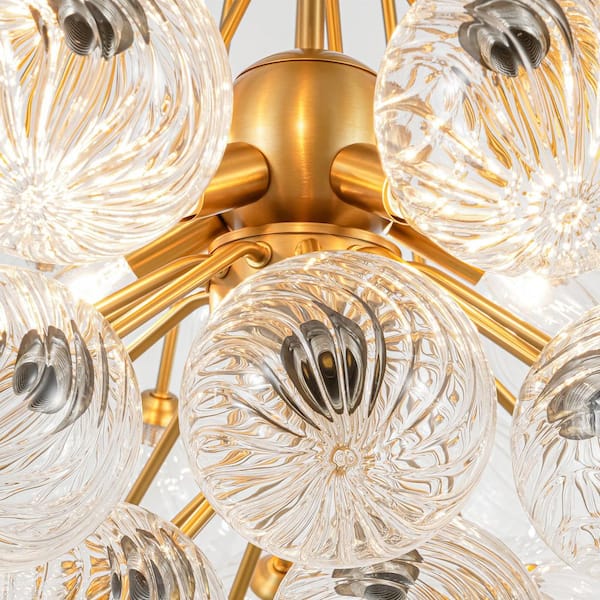 Rennnsan Quinn 15-Light Brushed Gold Tiered Branch Bubble Bubble