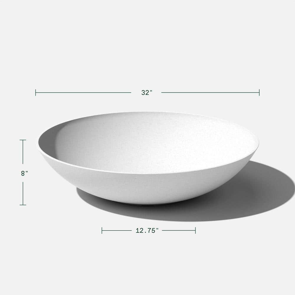 Modern Lane Bowl 32" White Plastic-Stone Composite Planter Duo