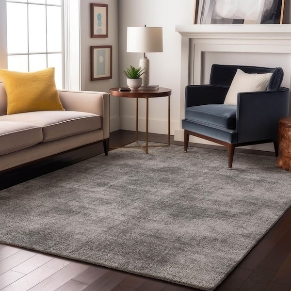 Mayfield Premium Machine Washable Abstract AMF1018 Gray 3 ft. x 5 ft. Area Rug