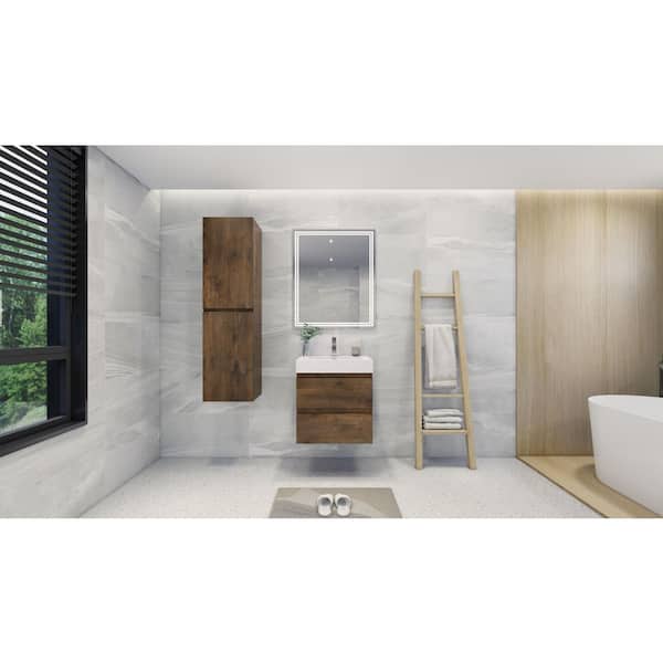 Moreno Bath Fortune 24 in. W Bath Vanity in Rosewood with Reinforced Acrylic Vanity Top in White with White Basin