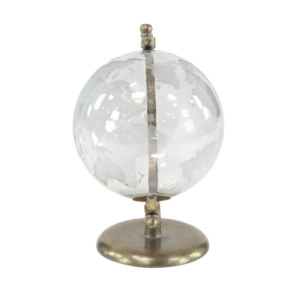 Sleek Concrete & Glass Globe with Aluminum Stand, 12" White