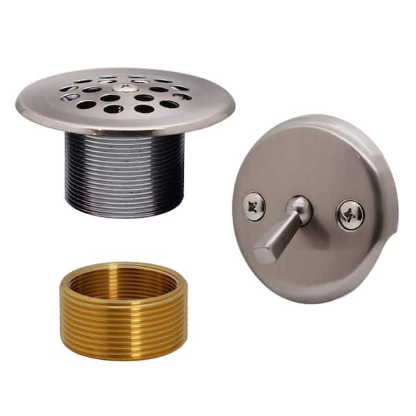 Universal Trip Lever with Grid Drain and Strainer Trim Kit in Satin Nickel