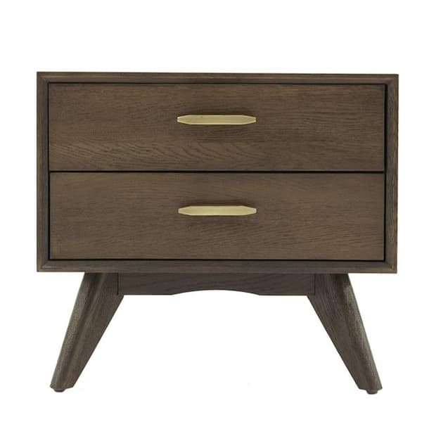 Benjara 17 in. 2-Drawer Brown Wooden Nightstand