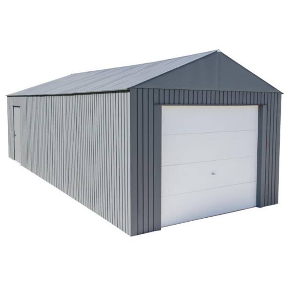Sojag Everest 12 ft. H x 30 ft. W Charcoal Wind and Snow Rated Steel Garage  GRC1230