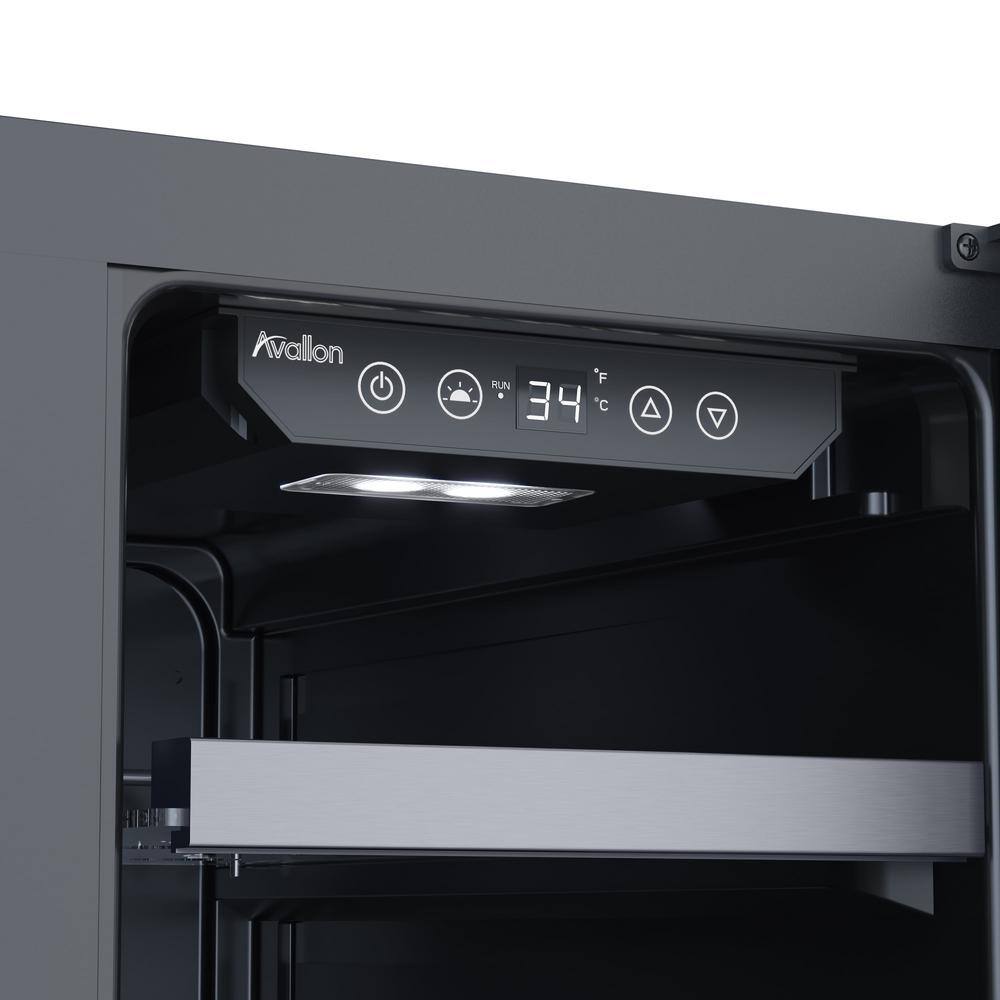 Avallon 24" Black Stainless Steel Dual Zone Wine Cooler with LED Lighting